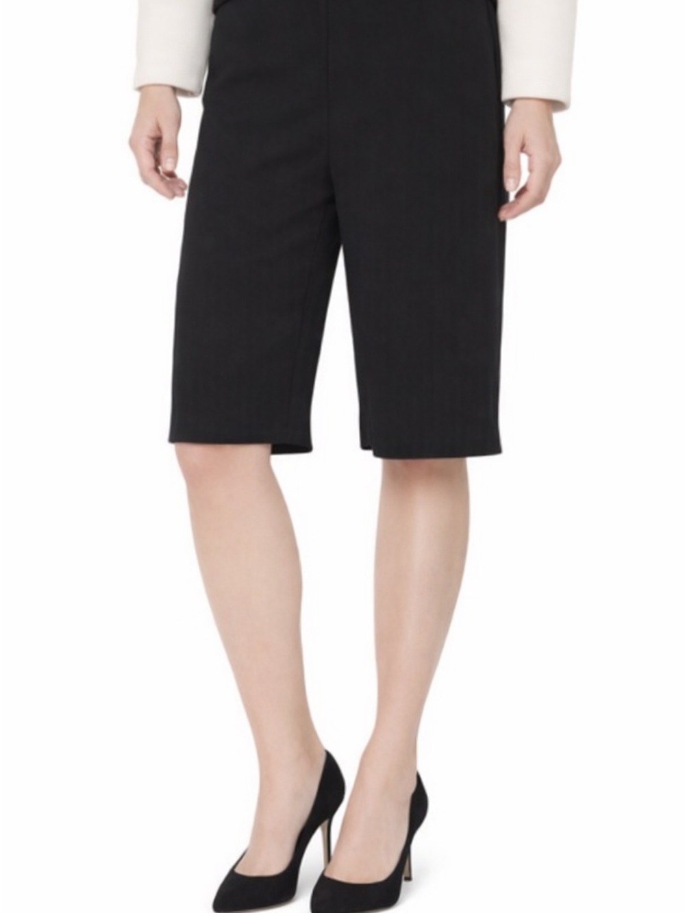 Helmut Lang Tailored Knee-Length Black Bermuda Shorts Sz 0